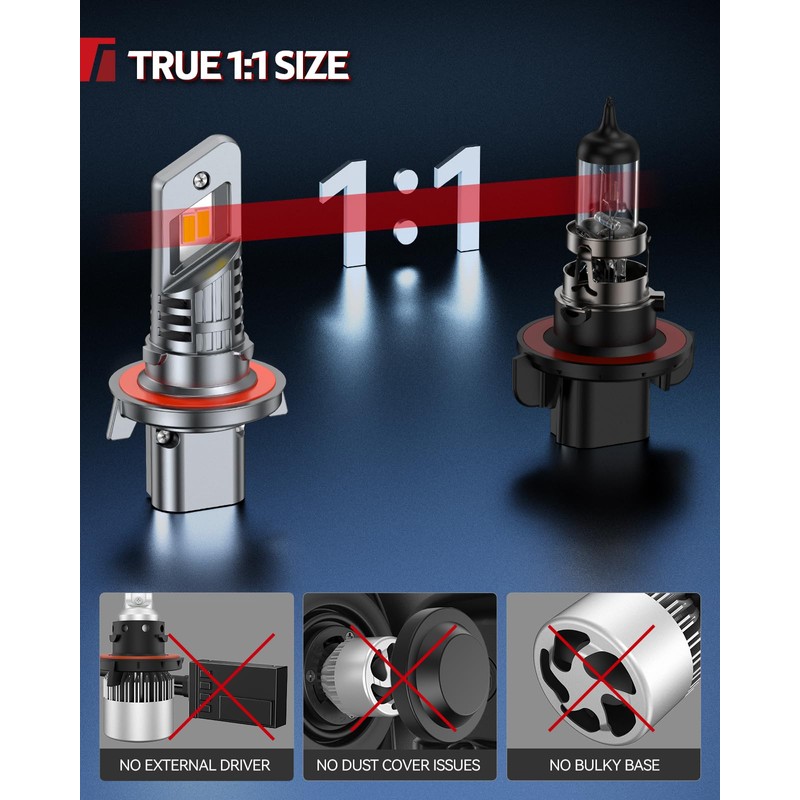 Torchbeam H13 Bulbs, 9008 Fog Lamp with 30,000LM, Canbus Ready,