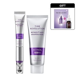 Missha Am Pack Get Time Revolution 500 Shot Eye Cream+Lapping Mask / 미샤앰플팩 증정타임레볼루션500샷 아이크림+랩핑 마스크