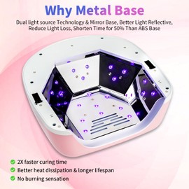 Kikugu Cordless Rechargeable UV LED Nail Lamp,96W UV Light for Gel Nails with Metallic Reflector & Metal Base, Fast Curing Lamp Manicure,Pedicure,Ideal for Nail Salon(Orange Purple)