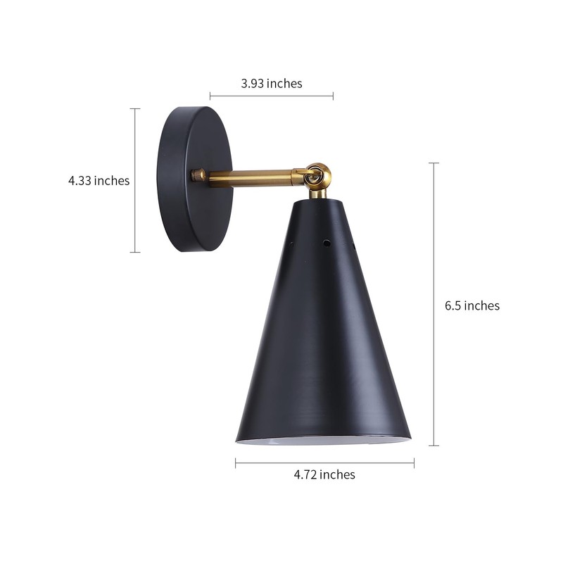 MWZ Modern Black Wall Sconces Lighting, 2 Pack Gold Rustic