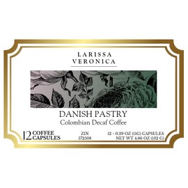 Danish Pastry Colombian Decaf Coffee (Single Serve K-Cup Pods) (Gourmet, Naturally Flavored, Whole Coffee Beans) (12 pods, ZIN: 572508)