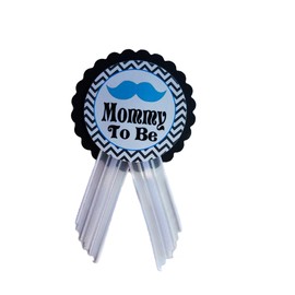 Little Man Mommy & Daddy to Be Pin Mustache Baby Shower Blue & Black It's a Boy, Baby Sprinkle Gender Reveal