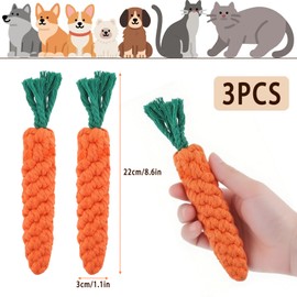 PcvGef Puppy Chew Toy, Pack of 3 Dog Toy, Carrot Made of Cotton Rope, Puppy Chew Toy for Teeth Cleaning and Stress Relief, Interactive Dog Toy for Small Dogs, 22 cm