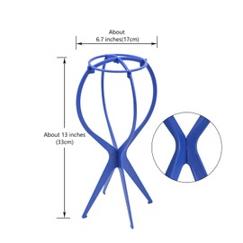 YTBYT 3 Pcs Wig Stand Wig Holder Portable Collapsible Wig Head Stand for Women Displaying Wigs ( Blue )