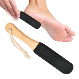 Foot File Pumice Stone Professional Pumice Stone for Feet Foot Scrubber with Wooden Handle Exfoliating Pedicure Rasp Remove Hard Dead Skin Callus for Cracked Heels Dead Skin Corn Hard Skin (Black)