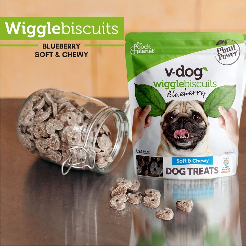 V-Dog Vegan Wiggle Biscuit Organic Dog Treats, Peanut Butter, 10