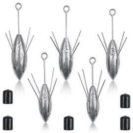 Sputnik Sinker Surf Fishing Weight Long Tail Spider Weights Saltwater Surf Casting Fishing Sinkers Catfish Beach Spider Sinker for Ocean Sea Sand (3oz-7oz, 5pcs)