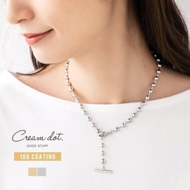 Cream Dot Necklace, Women's, Popular, Hypoallergenic Metal, Nickel-free, 18k Coating, Mantel, Ball Chain, Short, Metal