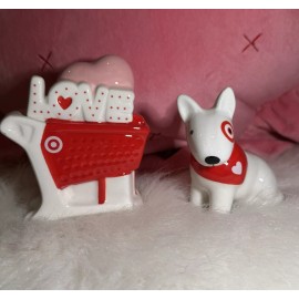 Spritz Target Spritz Valentine’s Day Ceramic LOVE Cart & Bullseye Dog 2025 Set Of 2 New