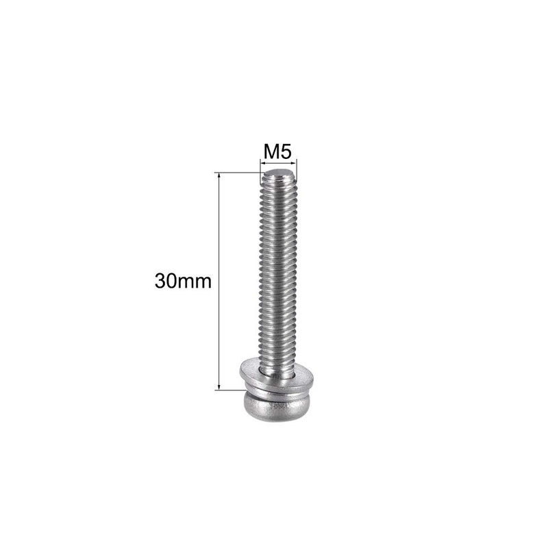 sourcing map M5 x 30mm Stainless Steel Phillips Pan Head