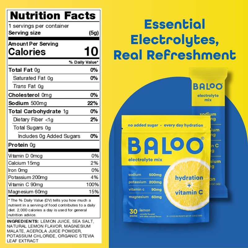 Baloo Electrolyte Powder Packets - No Added Sugar Instant Hydration