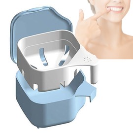WUBAYI Denture Box with Dental Bath - Dual Purpose Hygienic Denture Case for Storing and Dipping Mouth Guards, Ortho Retainers and Dental Devices