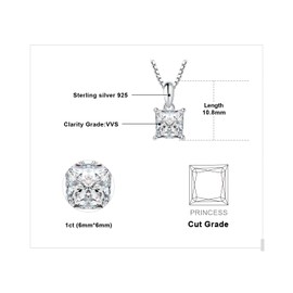 JewelryPalace Princess Cut 1ct Cubic Zirconia Chain Pendant, Bridal Jewellery Set, Women's Silver 925 Necklace with Stone, Jewellery Girls Gift for Women, Rose Gold, Gold, 45 cm, Gemstone, Cubic