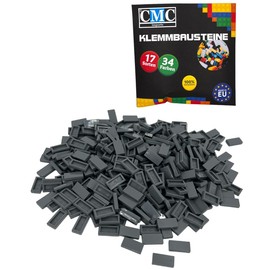 100 x Clamping Blocks Tiles Building Blocks 1 x 2 Nubs Compatible 34 Colours Free Choice of Colours (851 - Dark Grey)