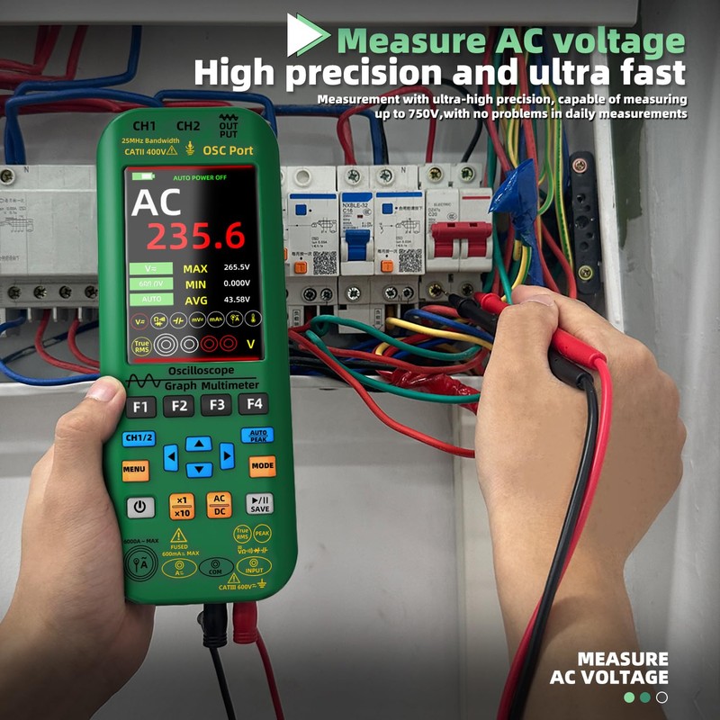 BSIDE Dual Channel Oscilloscope Multimeter 50MHz Bandwidth Handheld oscilloscope 3.98''