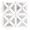 Tenedos Bianco Dolomite with Grey Carrara Geometric Polished Marble Mosaic