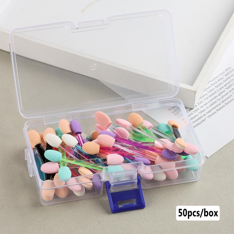 Fcozpjk 50PCS Chrome Nail Powder Applicator Brushes With Storage Box