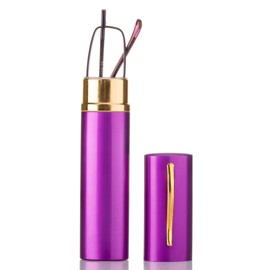 2 Packs Pocket Readers Ultra Slim Compact Tube Reading Glasses in Purple +2.75
