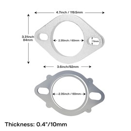 SVULK 2-Bolt 2.35 inch/60mm Stainless Steel Exhaust Flange & Exhaust Gasket with Bolts & Nuts for Automotive Replacement Exhaust Flanges