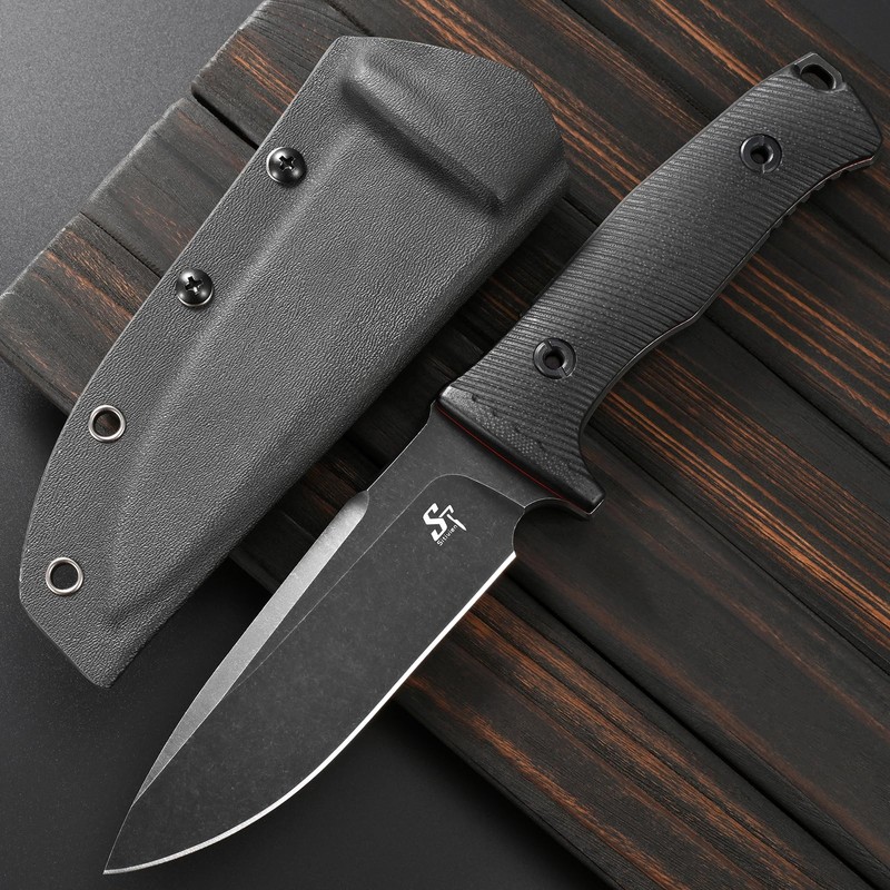 ST37 Fixed Blade Knife Black Stonewashed DC53 Steel Blade Two