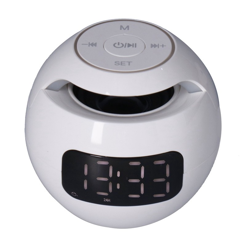 Multifunctional Bluetooth 5.0 Alarm Clock Speaker Rechargeable Ball Shape Portable