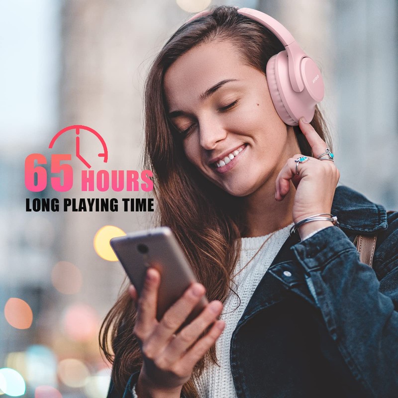KVIDIO Bluetooth Headphones Over Ear, 65 Hours Playtime Wireless Headphones