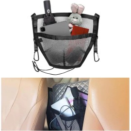 NoBrand Car Cache Purse Holder, Net Pocket Handbag Organizer Between Front Seats, Black