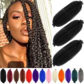 Black Brown Springy Afro Twist Hair 24 Inch 3 Packs Afro Twist Spring Hair Braiding Hair Extension (24 Inch, 3packs, 1B/30/27#)
