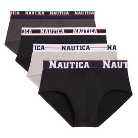 Nautica Men's 4 Pack Limited Edition Micro Stretch Briefs, Charcoal/2 Black/Alloy-Assorted WB