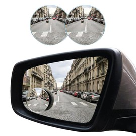 Round Blind Spot Car Mirror - 2" Frameless HD Glass Convex Mirror - 360 Degree Wide Angle Rear View Mirror Side Mirror with Adjustable Stick for Car SUV Truck (2 PCS)