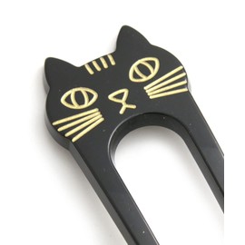 VingTAINE H7530-BK- Cat Motif Bifurcated Hairpin Marble Two-piece Cat Hair Access