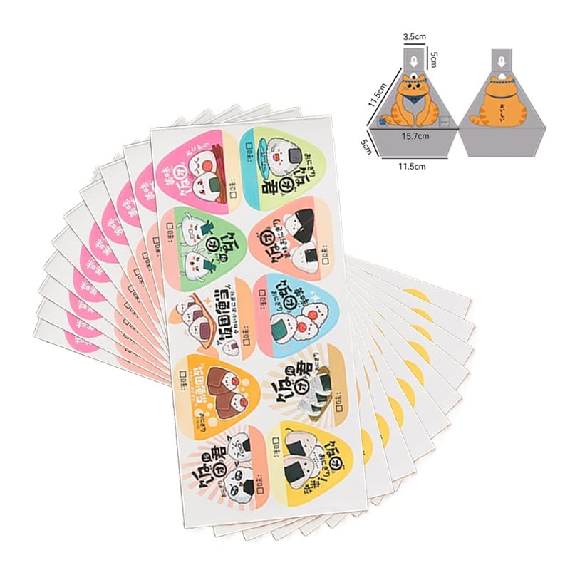 100-Pack Onigiri Wrappers with Stickers - Food Grade Plastic Musubi