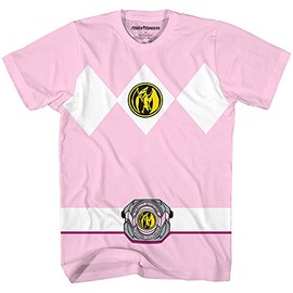 Power Rangers Mighty Morphin Pink Boys Youth Armor Costume T-Shirt (SM, Pink)