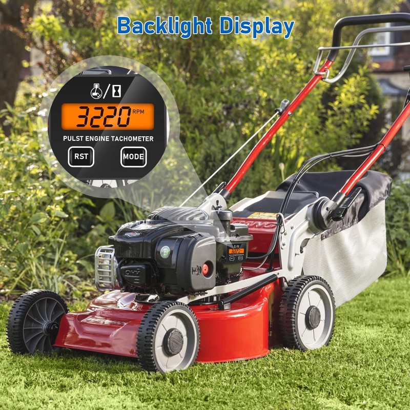 Linkstyle Small Engine Tachometer, Backlight Digital Tachometer Tach Gauge Meter