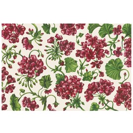Floral Paper Placemats for Dining Table - Square Geraniums Disposable Placemats for Spring Summer Season - 24 Sheets Per Pad American Made