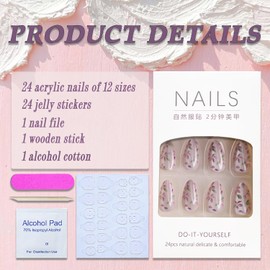 Short Almond Press on Nails SWEKKE Cat Eye Fake Nails Purple Floral False Nails Design Pink Aurora Glossy Acrylic Nails Glue on Nails Full Cover Summer Handmade Manicure Artificial Nails for Women