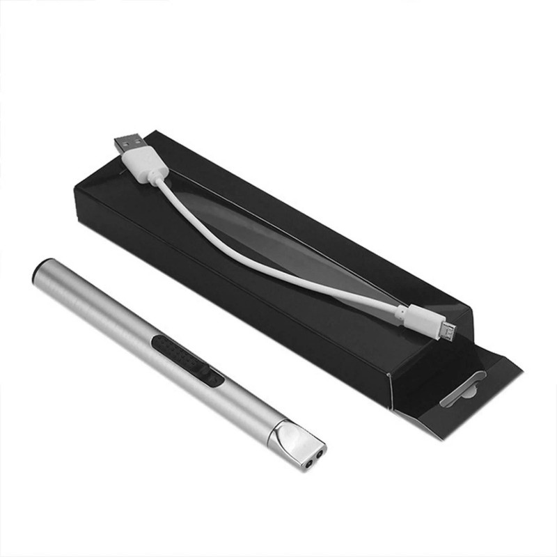 USB Rechargeable Arc Electric Candle Lighter Silver Pink