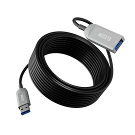 Elecan Active Optical USB 3.0 Extension Cable 50 FT Fiber Optic Type A Male to Female USB Extension Cord USB Extender 5Gbps Data Transfer for Webcam,Gamera, USB Hub, Keyboard, Hard Drive, Printer