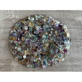 GAF TREASURES Wholesale Natural Semi Tumbled Rainbow Fluorite Gemstone Chips, Crushed Mini Crystals, Undrilled Crystal Chips (Rainbow Fluorite, 0.5 Pound)