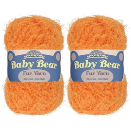 JubileeYarn Baby Bear Yarn - Chunky Weight Polyester Fur - 100g/Skein - Orange Peel - 2 Skeins