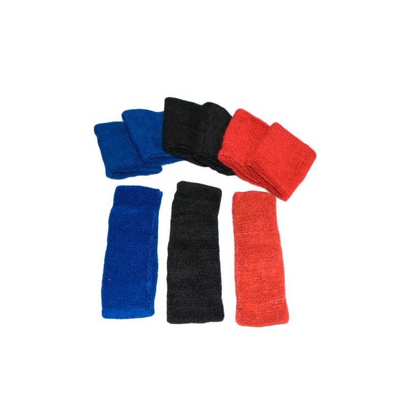 Red Elasticated Sweat Headband / Wristband Gym Set