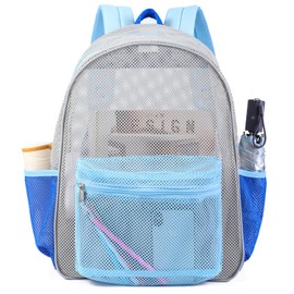 COVAX Mesh Backpack for Adults, Heavy Duty See Through Net Bookbag, Semi-Transparent Mesh Back Pack for Beach, Swimming, Sports, Work, Travel