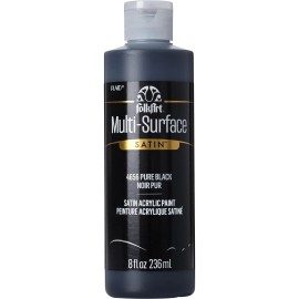 Folkart Multi Surface Acrylic Paint 8 Oz Pure Black Satin Finish For Crafts