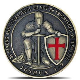Christian Knight Templar Challenge Coin Armor of God Coin- Philippians 4:13 & Joshua 1:9 Religious Collection Coin