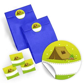 6 Gift Bags / Dark Blue + 6 Stickers Adventure Farm for Party Bags Guest Gift for Birthday Children's Birthday Outdoor Party Girls Boys (6 Bags + 6 Stickers)