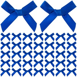 Mxxipp 70pcs Mini Ribbon Bows for Craft, Small Satin Ribbon Bow, Soft Bowknot Sewing Accessories for Flowers Bakery Gift Wrapping Christmas Wedding Birthday Party Decoration- Blue