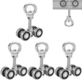 BIAXJUNY 4 Wheel Trolley Assembly Rollers, Silent Strut Trolley, Solid Steel, M10 Bolt, Lifting Eye Nuts, 1-5/8" Wide Strut Channel (4pc)