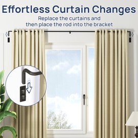 ENJOYBASICS Blackout Curtain Rod for Windows 66 to 120, Wrap Around Curtain Rods for Bedroom, Living Room, Adjustable from 30 to 129 Inches, Matte Black, 2 Pack