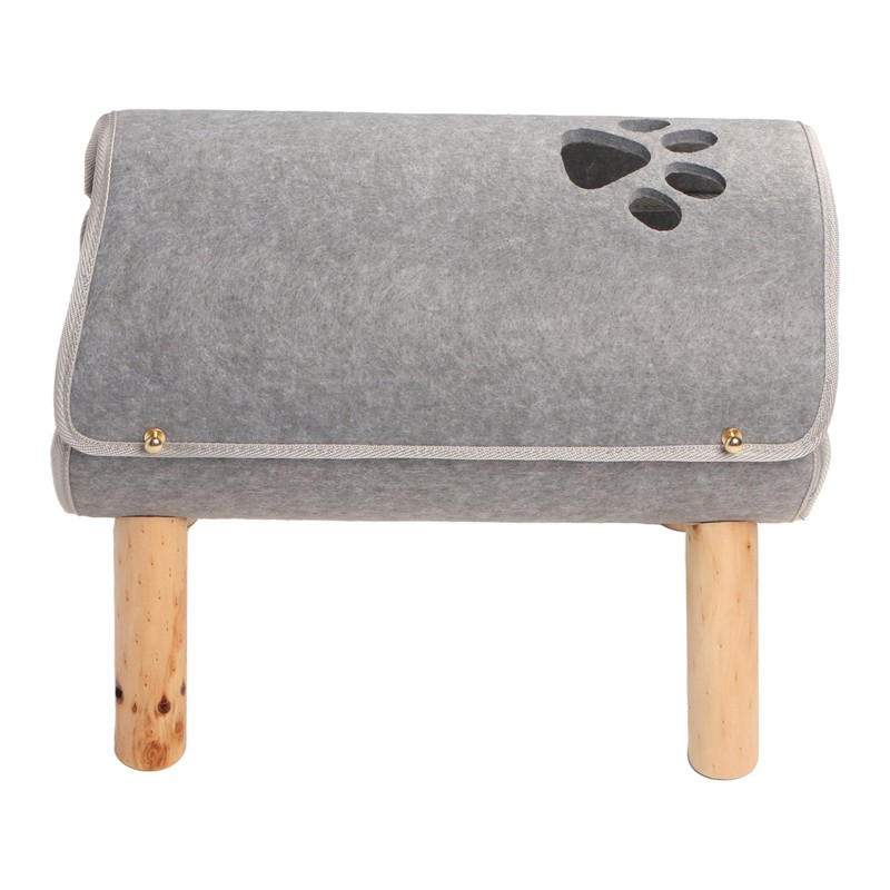 Cat Tunnel Bed Elevated Wooden Legs Cat Tunnel Soft Felt