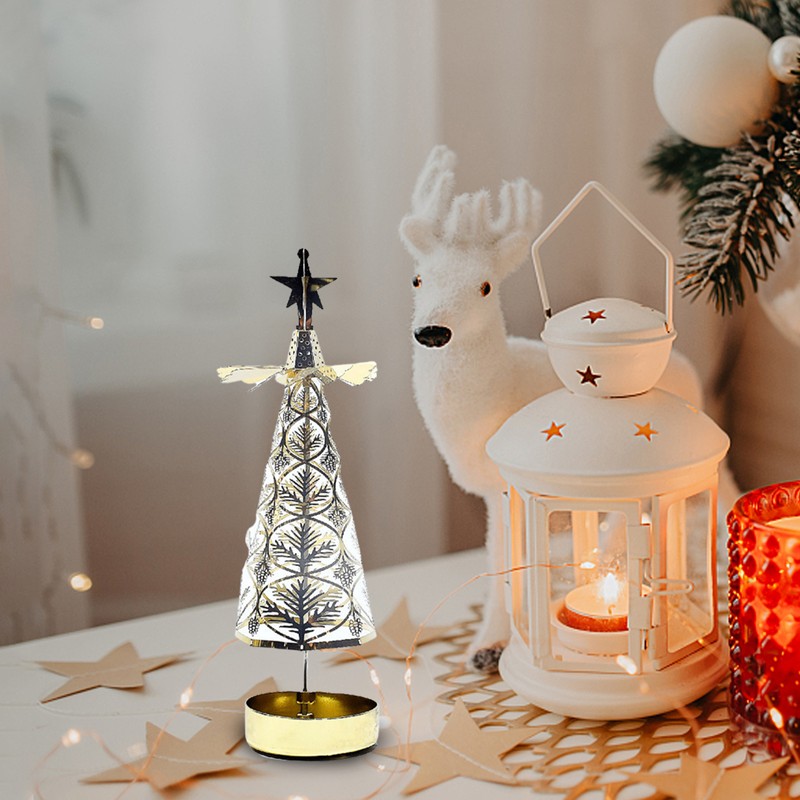 Christmas Aromatherapy Candle Hot Tree Revolving Candle Holder Walking Light